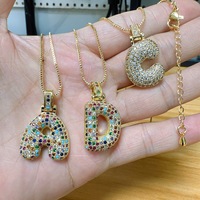 Pendentif initial à bulles en gros, charme en zircon doré, pendentifs alphabets A-Z, charmes pour la fabrication de bijoux