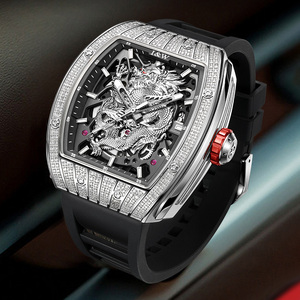 I&W 카니발 럭셔리 속이 빈 토노형 케이스 고무 스트랩 비즈니스 패션 기계식 시계 (남성용, 포인터 다이얼) - Product Image 3