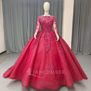 Lsany212 Vestido de Novia Musulmán Árabe de Lujo con Mangas Largas y Cuentas de Cristal, Vestidos de Baile, Vestidos de Boda Jancember - Product Image 6