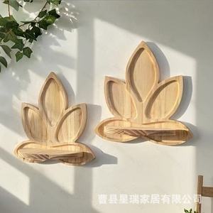 Solid Wood Wall Mounted <b>Shelf</b> Lotus Shape Decorative Storage <b>Rack</b> For Living Room Aromatherapy Display - Product Image 1