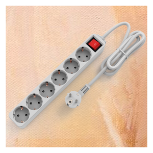 รองรับการผลิตแบบ OEM ปลั๊กพ่วง 6 ช่อง แบบ EU พร้อมระบบป้องกันไฟกระชาก - Product Image 5