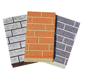 Revêtement mural en métal pour <span class=keywords><strong>l</strong></span>'extérieur des maisons, panneau en brique, isolé en PU, imperméable, ignifuge, durable, revêtement mural décoratif - Product Image 1