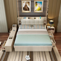 AILICHEN Doppelbett mit pneumatischer High-Box-Aufbewahrung Einfache und moderne Schubladen-Aufbewahrung platte