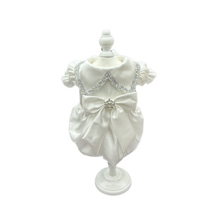 White Pet <b>Wedding</b> <b>Dress</b> With Bow And Ruffles Princess Style <b>Dog</b> Clothes For Summer Lightweight Skirt Four Seasons Polyester - Product Image 5