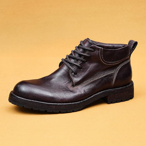 Chaussures montantes pour hommes avec empeigne en cuir véritable et semelle en caoutchouc antidérapante, idéales pour les affaires et les vacances - Product Image 2
