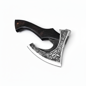 Hache de Bûcheron en Acier à Haute Teneur en Carbone Forgée à la Main, Personnalisable (OEM), Manche en Bois, Tête Barbe, 500mm, Fourreau en Cuir Nordique - Product Image 1