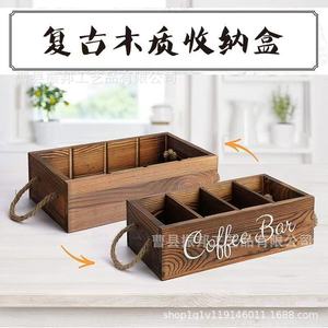 Solid Wood Desktop Organizer <b>Box</b> 32x16.5x9cm With Compartments For Coffee <b>Tea</b> Storage Rectangle Shape - Product Image 5