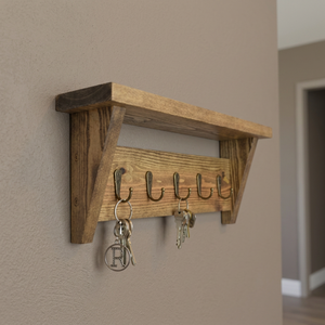 Premium Handmade Wooden Key Rack with Floating Display <b>Shelf</b> Decorative <b>Wall</b> Organizer for Keys Mail Plants & <b>Small</b> Accessories - Product Image 2