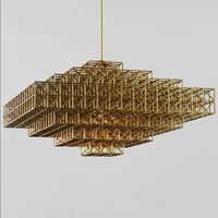 XINZHONG Personalizar Diseño Lujo Cobre Cadenas Hogar Jaula Forma Oro Hierro Lámpara Colgante Sala de estar Lámpara Colgante