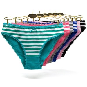 Slip a Vita Bassa in Cotone a Righe per Ragazze Adolescenti, Mutandine Basic Quotidiane in Maglia, Vendita all'Ingrosso - Product Image 2