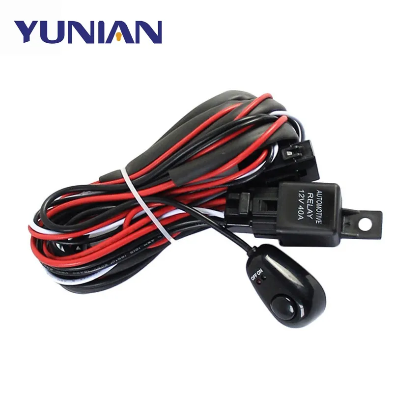 Auto 1 2 4 Lead 12V 40A LED Work Light Bar Wiring Harness Kit Offroad 4x4 Truck SUV Light bar Cable w/ Rocker Switch Relay Fuse