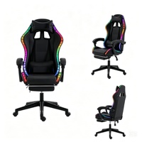 Silla de Juego Giratoria de Cuero PU Personalizada, OEM ODM, Estilo Ergonómico de Carreras con Soporte Lumbar, Luz RGB, Venta al Por Mayor, Pedidos al Por Mayor