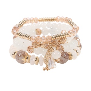 Women's Bohemian Fashion <b>Bracelet</b> Wholesale Agate Chain Tassel Colored Glass Electroplated <b>Crystal</b> Four Pieces Set Gift Made - Product Image 4