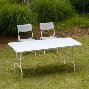 Mesa plegable de plástico PE rectangular de 180cm de diseño moderno Benbest, ligera para comedor al aire libre, eventos, cocina, hoteles, uso en el jardín