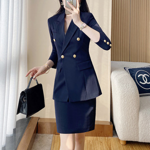 Women's Professional Suit <b>Set</b> Autumn Three Quarter Sleeve Slim Fit <b>Office</b> Lady Anti-Wrinkle Workwear - Product Image 1
