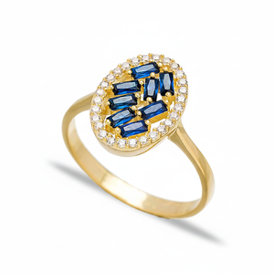 Sapphire <b>CZ</b> Baguette Design Oval Shape Handcrafted Turkish <b>Rings</b> Wholesale Handmade 925 Sterling Silver Jewelry - Product Image 2