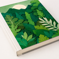 Waldgrünes Papierschnitt-Botanik-Cover Extra Dickes Kartonpapier Sojatinte Beschreibbare Seiten Individuelles Hardcover-Notizbuch Druck