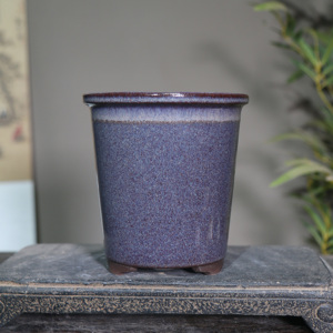 Maceta de Cerámica para Bonsái, Esmalte Morado, Maceta Alta para Orquídeas de Escritorio, Tamaño Pequeño - Product Image 1