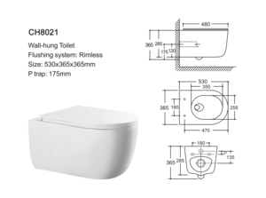 Super September เครื่องสุขภัณฑ์ P แบบแขวนแบบตะวันตก,เครื่องดักจับห้องน้ำแบบแขวนผนังชักโครกแบบยุโรป - Product Image 2