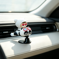 Ornement de voiture rotatif mignon Panda G3, décoration de tableau de bord, figurine avec support rotatif, adhésif 3M, surface en plastique anti-rayures