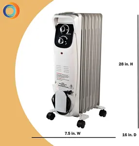 Oil Filled Radiator Heater 1500W - Portable Electric Oil Space Heater for Indoor Use - Super Quiet Remote Control 12H Timer
