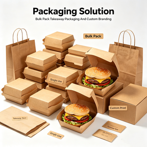 Fabrieksgroothandel oliebestendige kraft hamburgerdoos met aangepaste bedrukking, wegwerp clamshell voedselverpakking voor bakkerij en snackwinkel - Product Image 2