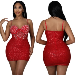 IHOOV Hot Glitter Diamond spalline paillettes Club Wear <span class=keywords><strong>abito</strong></span> da donna Sexy <span class=keywords><strong>Mini</strong></span> aderente - Product Image 4