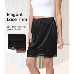 Falda interior personalizada para mujer, hasta la rodilla, antiestática, con encaje, para usar debajo del vestido. - Product Image 4