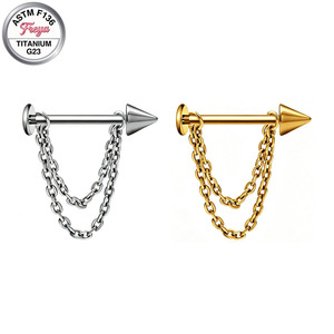 Anillos de Titanio ASTM F136 Freya para Pezones de <span class=keywords><strong>Mujer</strong></span>, con Cadena Colgante, Barra Recta, Joyería Sexy para <span class=keywords><strong>Piercing</strong></span> Corporal, Chapado en Oro - Product Image 5