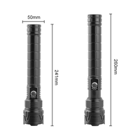 Lampe torche LED laser blanche, zoomable, 3 modes, affichage de la puissance, rechargeable par type-C, lampe tactique en aluminium