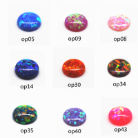 Opal synthétique multicolore de 2 mm à 12 mm, 92, rond, à dos plat, cabochon, coupe OP08, couleur feu d'opale, pierres précieuses en vrac, cabochon d'opale, pierres précieuses