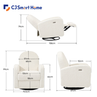 Fauteuil inclinable pivotant en tissu pour chambre d'enfant avec dossier arrondi, port de charge USB intégré