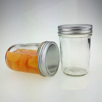 120ml 200ml 250ml 400ml 450ml 730ml Wide Mouth Glass Mason Canning Fruit Jam Jelly Juice Jar Glass with Sliver Lid and Straw