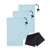Pochette rectangulaire en microfibre pour lunettes, étui de rangement souple et imperméable pour lunettes de soleil, étui à cordon de couleur unie
