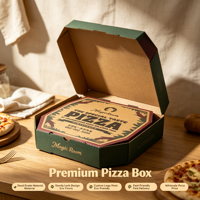 Échantillon gratuit Boîte à pizza en carton ondulé octogonale Kraft Logo personnalisé Impression en relief Poignée pour l'industrie alimentaire pour le stockage du sucre