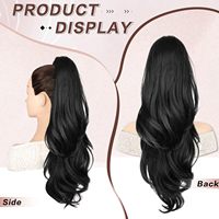 Queue de cheval longue et bouclée à superposition avec cordon de serrage, 26 pouces, ondulations lâches, extensions de cheveux synthétiques en fibre haute température