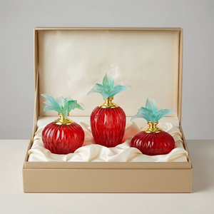 Crystal Coast Matte Red Crystal Perfume <b>Bottles</b> Green Floral Lids Cylinder Shape 100ml Capacity <b>Stopper</b> Home Fragrance Decor Set - Product Image 6