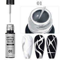 Ensemble professionnel de pinceaux et de colle pour gel UV pour ongles - Ligne métallique haute densité non toxique