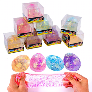 Jouet Squishy en Maltose et Œuf, Balle Anti-Stress Transparente avec Paillettes, Jouet à Presser à Rebond Lent, Jouet Sensoriel Fidget, Décompression en Gros - Product Image 1
