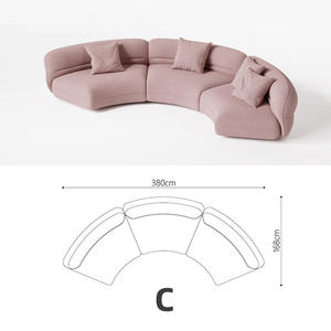 Arc Italien Style Français <span class=keywords><strong>Bobo</strong></span> Ball Canapé Crème Rose Velours Agneau Tissu Petit à Grand Appartement Salon Rempli Éponge - Product Image 6