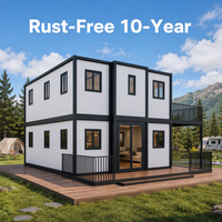 Casa Contenedor Expandible de 2 Pisos con Doble Terraza, Toldo, Habitaciones Superior e Inferior, Cocina, Baño, Villa Prefabricada 90% de Fábrica, Lista para Habitar