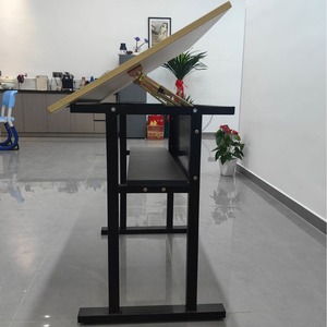 Planche à dessin à angle réglable 90x60x77 cm, cadre en métal couleur bois naturel pour conception CAO - Product Image 2