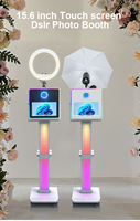 Cabina de Fotos DSLR con Pantalla Táctil de 15.6 Pulgadas Blanca/Negra, Compatible con Impresora D NP, Marco con Luz LED, Carcasa para Cabina de Fotos Selfie