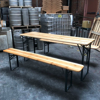 180/200/220cm sapin Massif bois extérieur tréteau pliable ensembles de table de bière avec vert/pieds noirs