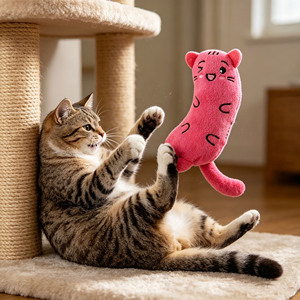 Jouet à mâcher en peluche pour chat, motif dessin animé, avec son, à la catnip, pour le nettoyage des dents, résistant aux morsures, anti-ennui, pour chatons, usage intérieur - Product Image 3