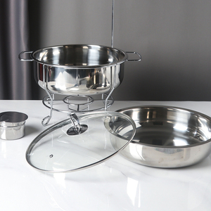 Suministros de hotel de lujo restaurante platos redondos ovalados chaffing buffet calentador de comida tapa de vidrio catering acero inoxidable con colgante - Product Image 4