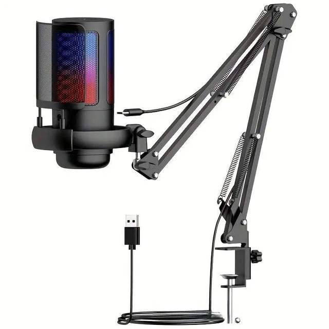 Professional USB Condenser Microphone Kit for PC or Laptop Cardioid Mic for Recording Broadcasting Home Studio Gaming YouTube