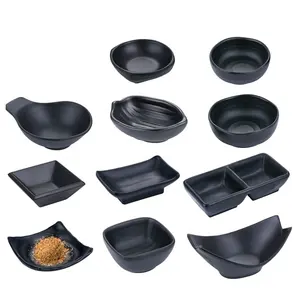 Plastic Melamine Black Sushi Small Sauce Dish Dishes Bowls