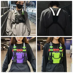 काले सामरिक बैग पुरुषों नायलॉन छाती रिग बैग हिप हॉप Streetwear कार्यात्मक लड़का छाती रिग महिला कमर पैक पुरुषों आकस्मिक छाती बैग