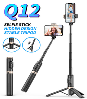 Q12 Selfie Stick Met Verborgen Ontwerp Versterkt Draadloze Draagbare Afstandsbediening Uitschuifbaar Opvouwbaar Voor Telefooncamera Nieuw Ontwerp
